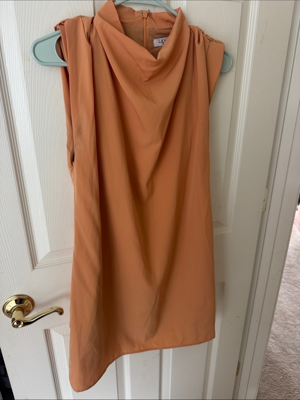 Peach Sleeveless Formal Mini Dress